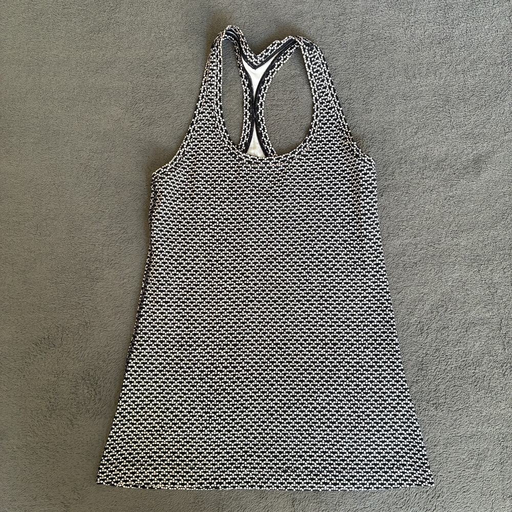 Lululemon Cool II Monochromic Black Athletic Racerback Tank Top Women's Size 4